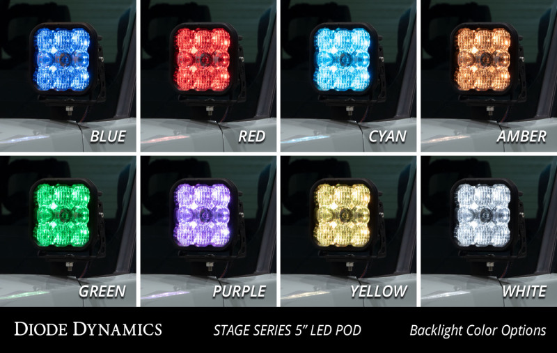 Toyota Tundra LED Light Pods - Above the Hood - Diode Dynamics - Stage Series Backlit Ditch Light Kit - `22-`27